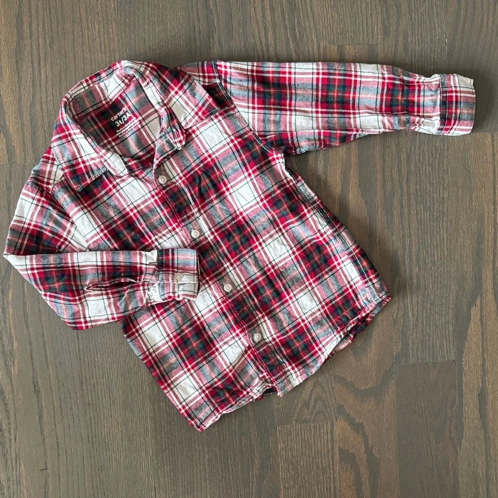 Carter’s Plaid Shirt and Green Pants Set | 3T